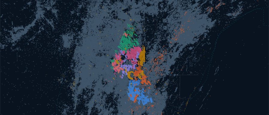 Appalachia horizontal wells, colored by operator