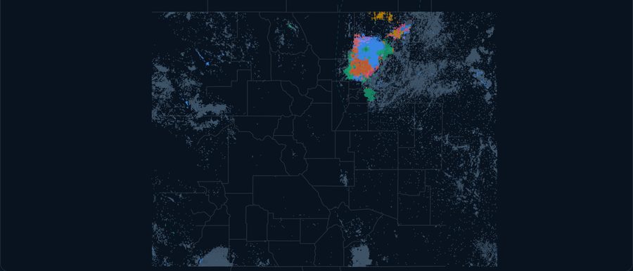 Denver-Julesburg horizontal wells, colored by operator