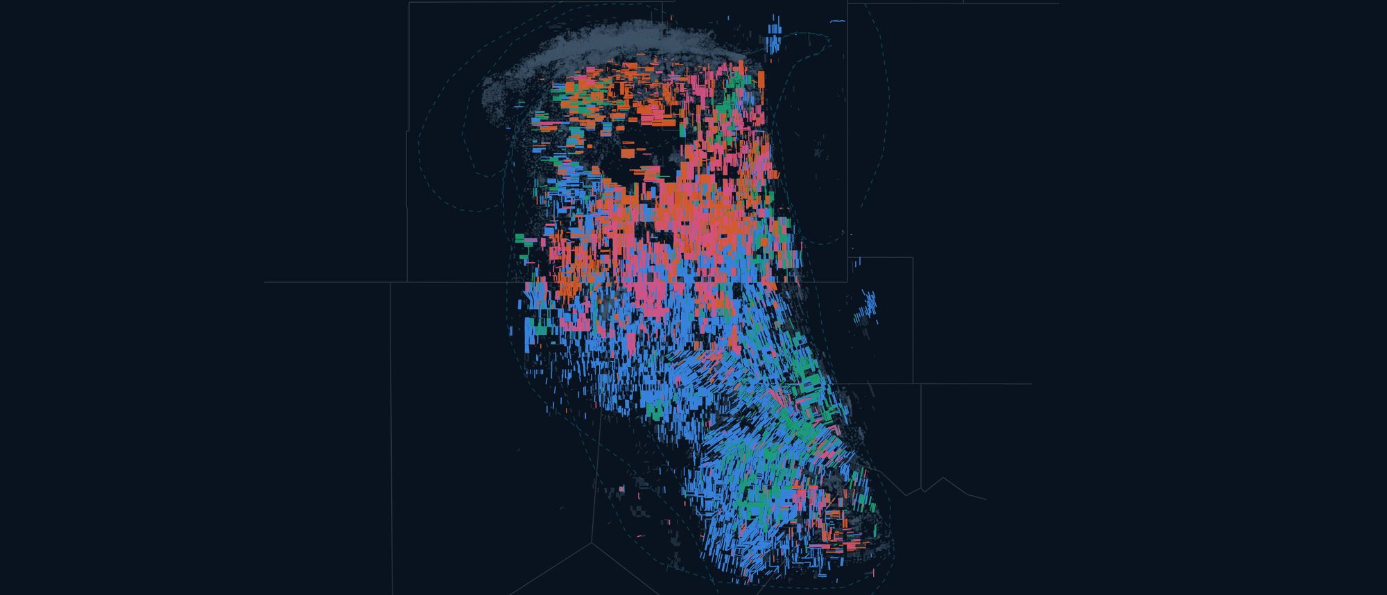 Delaware wells mapped by landing zone