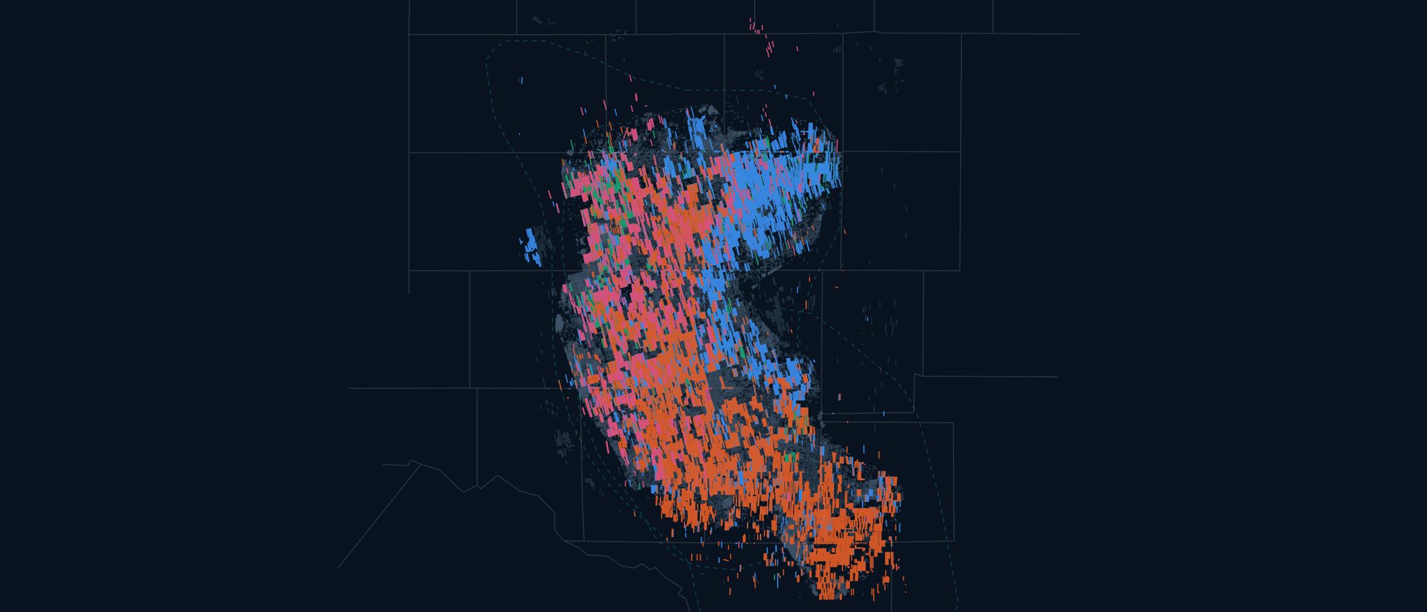 Midland wells mapped by landing zone