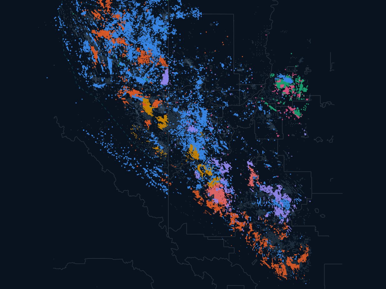 Montney wells mapped by operator